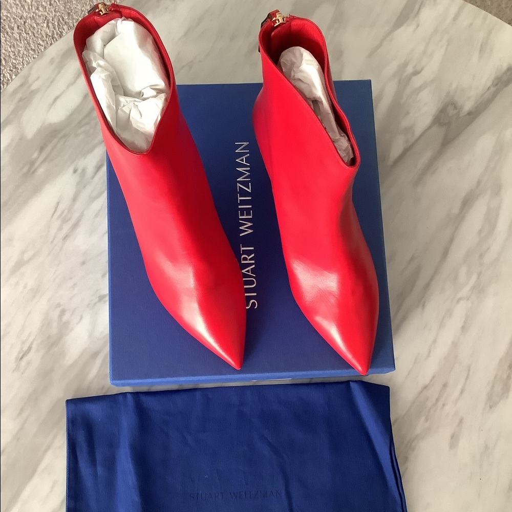 Stuart Weitzman Red Ankle Boots size 10